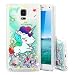 Produktbild MoEvn Galaxy Note 4 Hülle, 3D Glitzer Transparent Silikon Weich Rahmen Fließen Flüssig Bling Schwimmend Treibsand Liquid Bunte Stern Herz Case Cover für Samsung Galaxy Note 4 - Grünes Einhorn