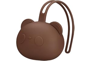 AIRFISH Silicone Dummy Case, Pacifier Holder Case, BPA Free Baby Bear Pacifier Holder Cover, Portable Soother Pods for Baby Travel Pacifiers, Pacifier Accessories for Boys and Girls-Redbrown