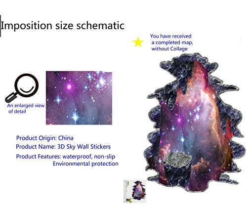 Colourfulworld 3D Galaxy Wandtattoo space-dimensional Wand Aufkleber Wohnzimmer TV Hintergrund Aufkleber selbstklebend abl?sbar DIY Home Dekoration Wand Wandbild abnehmbare Schlafzimmer StickerGalaxy 3D Space Meteoriten Wohnzimmer TV Hintergrund abnehmbare Wandspiegel Aufkleber Perspektive PVC Wand (Space Meteoriten) - 5