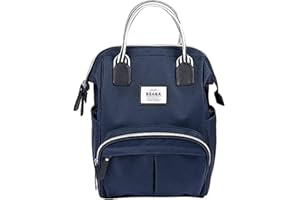 BÉABA, Sac à Dos à Langer pour Bébé,Grande capacité de rangement et ouverture, Multiples poches isothermes,Tapis inclus, pour Voyage, Multifonctionnel, Sac Wellington - Bleu marine