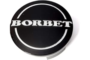 KONGZEE 1x Borbet Nabendeckel Felgendeckel Nabenkappe Schwarz Glanz Silber 55mm 74404 Original Center Cap