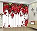 Produktbild LB 2 Panels Raum Verdunkelung Blackout Vorhänge, rote Rose 3D Effektdruck, Wohnzimmer Schlafzimmer Fenster Vorhänge