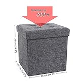 Songmics Sitzhocker Sitzwürfel Hocker Aufbewahrungsbox faltbar leinen dunkelgrau 38 x 38 x 38 cm LSF27Z - 5