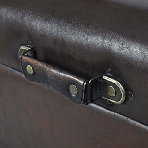 vidaXL 3 tlg. Sitztruhe Sitzbank Sitzhocker Aufbewahrungstruhe Hocker Fußhocker Braun - 3