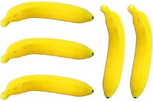 SAMHENG Künstliche Bananen Frucht Dekoration, lebensechte gelbe Bananen, künstliche Früchte, Spielzeug für Zuhause, Küche, Hochzeit, Party, Dekoration, Fotografie Requisiten 5 Stück