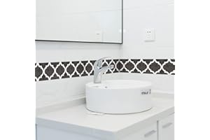 Funlife Selbstklebend PVC Tapetenbordüre, Tapete Bordüre Decken-Aufkleber Wandaufkleber Bodenleiste, zum Aufkleben für Bad Küche Zimmer Dekoration, viele Muster, wasserdichte Bodenleiste, 10cm x 2m