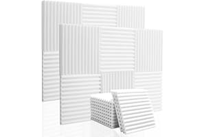 WARMIEHOMY 12 pièces Mousse Acoustiques Panneaux de Acoustique Pour de Studio insonorisation Traitement KTV Jeu en Direct Panneau Absorbant Acoustique Coussin Absorbant Mousse - 30x30x2.5cm Blanc