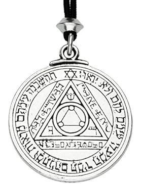 Handgemachte Talisman der Sonne 4. und 6. Pentagramm Zinn Power Anhänger (auf schwarzer Schnur)