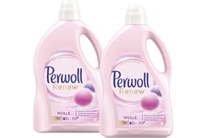 ‎PERWOLL Perwoll Renew Wolle Flüssigwaschmittel (2x42 Wäschen), Feinwaschmittel für Wolle, Kaschmir & Seide, Wollwaschmittel glättet Fasern & verhindert Knötchen