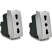 Vimar Plana Silver Presa Universale Con Protezione SICURY | 2P+T 16A, Colore Argento, 2 Moduli | Per Spine Italiane E Tedesche
