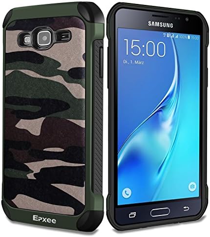 Galaxy J3 Case, Epxee Shockproof Heavy Duty Protective Silicone Bumper Phone Case Cover for Samsung Galaxy J3 2016 / 2015 - Camouflage