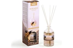 PRADY Désodorisant Mikado Mystérieux Palo Santo, Diffuseur d'Ambiance, Verre Blanc, Arôme de Longue Durée