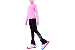 HOYI Professionelle Eislauf Outfits Mit Strass Für Damen Mädchen Eiskunstlauf Jacke Und Hose Sets Trainingsbekleidung(Size:XS,Color:B)
