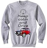  Teesandengines Men\'s Autobianchi A112 Abarth Keep Calm Grey Sweatshirt Size Medium