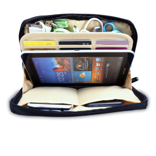 BUBM Tragbare Tasche Universale Elektronische Zubehöre Reisetasche Organiser Tasche mit Kabelbinder für Ipad Mini (Schwarz) - 5