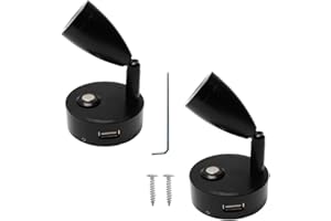 JUTTAUTO 12V LED Spot Reading Light with USB, ON/OFF Touch Dimmable Switch Camper Van Interior Lights Bedside Wall Lamps For Caravan Motorhome Boat (Black)