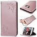 Produktbild Für Samsung Galaxy S7 Ledertasche Hülle, SMART LEGEND PU Leder Flip Schutzhülle Retro Schmetterling Blumen Rose Muster im Bookstyle Folio Wallet Brieftasche mit Eingebautem Magnet Smart Case Backcover Handyhülle Kompletter Schutz Cover Tasche mit Standfunktion und Karte Halter Lederhülle - Roségold