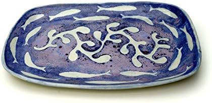 Serving Dish - Blue Sea Design - Hand made stoneware pottery platter.
