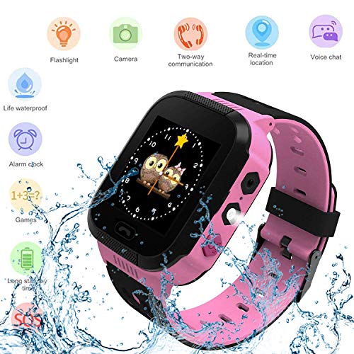 Kanaaka Montres intelligentes pour enfants, adaptées aux filles et aux garçons, appels téléphoniques, conversation vocale, lampe de poche, appareil photo, bouton SOS.