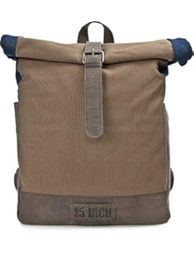 15 INCH BY JEROME WESTFORD, Canvas-Leder, Unisex Rucksäcke, Rucksack, Freizeittaschen, 32 x 40 x 10 cm (B x H...