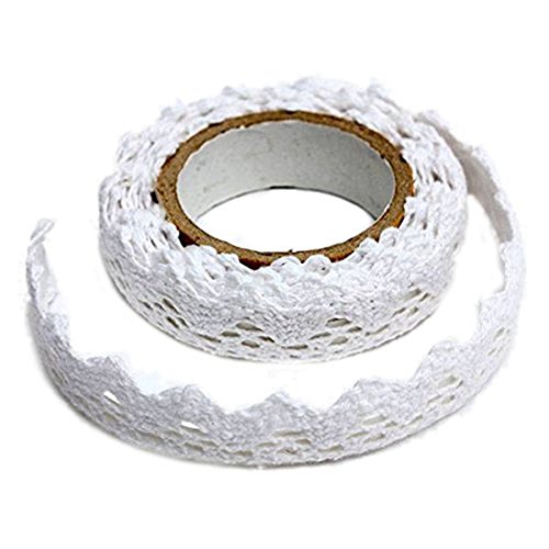 Dekoband – SODIAL(R)1x Spitzenband Geschenkband Dekoband Selbstklebend Lace Deko Hochzeit Weihnachten DIY Dekoration Bilderrahmen Weiss 1.8*170cm - 2