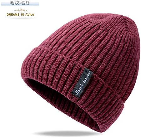 THWS Ms. warm hat knitting hat plus velvet thick wool cap couple hat ,bred wine