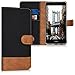 Price comparison product image kwmobile Wallet Case for Huawei Y7 / Y7 Prime (2017) - Fabric and PU Leather Flip Cover with Card Slots and Stand - Black/Brown