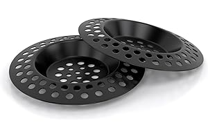 ABFLUSSHELD AFBLUSSHELD Set de 2 Tamis d'écoulement en Acier Inoxydable - Tamis de Luxe pour lavabo - Tamis pour Cheveux Douche - Tamis d'écoulement Cuisine & Douche - Tamis d'écoulement (Noir)