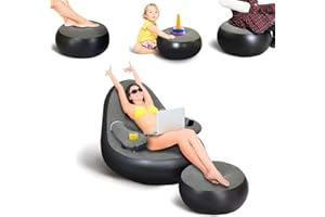 Nevife Inflatable Freizeit-Sofa/-Stuhl und Fußhocker,Sitzsack,Bettsofa, Loungesessel,Sofa, Sessel und Couch für Wohnzimmer Wohnzimmer,Outdoor Reisen Camping Picknick BBQ Partys(grau)