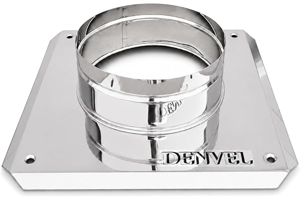 Denvel® Basplatta i rostfritt stål – Ø 140 mm, 240 x 240 mm, fästbas för skorsten, bottenplatta för skorsten, skorstenshållare, skorstensbas