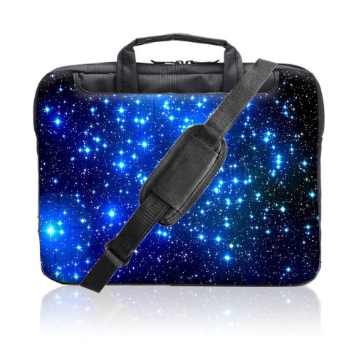 TaylorHe 15 / 15,6 Zoll Notebooktasche, Schultertasche für Notebook mit Muster , Laptoptasche mit Griff und Seitentaschen Laptop Bag sterne, blau
