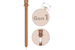 NIUTRENDZ Cute Bear Case for Apple Pencil 1st Generation Case Silicone Protective Cover Sleeve Skin Accessories (Apple Pencil 1st Generation, 1-Brown)