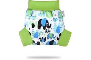 ‎PETIT LULU Petit Lulu Slip-on Overpants Size L (9-13 kg) for Nappy and Night Nappies (Baby Elephants (Blue)