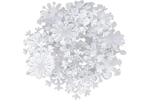 Amosfun 200pcs Glow in Dark Snowflake Stickers Christmas Wall Decals Window Clings Fluorescent Snowflake Wall Mural Decals for Christmas Party Decoration Living Room Bedroom Home Decor