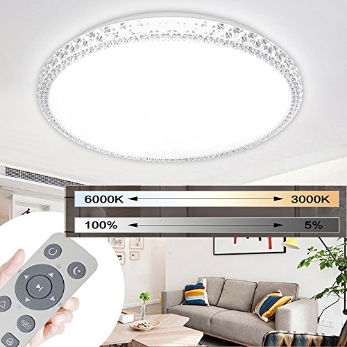 Preisvergleich Produktbild MYHOO 48W LED Deckenleuchte Wandlampe Kristall Deckenlampe Deckenbeleuchtung Dimmbar Schlafzimmer Wohnzimmer Flurlampe Rund
