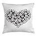 Produktbild Juziwen Sports Throw Pillow Cushion Cover, Heart from The Pile of Footballs Love for Sports Game Match Entertainment Activity, Decorative Square Accent Pillow Case,Black White 16x16inch