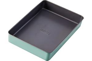 The Great British Bake Off Brownie Tin, for Flapjacks, Brownies & Other Tray Bakes, Non-Stick Sheet for Oven, Official GBBO Logo, Non Stick Carbon Steel, Duck Egg Blue, 30 x 20 x 5cm