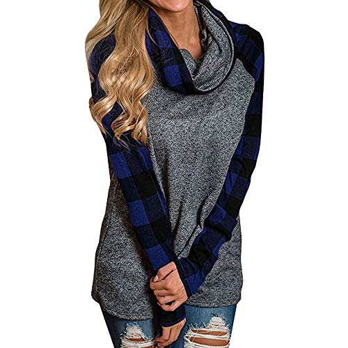Lazzboy Tops Shirt Womens Checked Tartan Long Sleeve Cowl Neck Size 10-24 Oversized Ladies Loose Blouse Plus Size