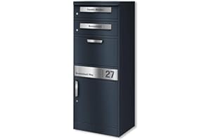 Metzler Boîte à colis avec 2 boîtes aux lettres - 2 boîtes aux lettres avec compartiment à colis et gravure du nom - Panneaux personnalisés en acier inoxydable - Grande boîte aux lettres d'extérieur -