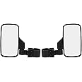 Qiilu Side Rear View Mirror, Pair ATV UTV Side Rear View Mirror Adjustable with Large Vision Replacement for Mule