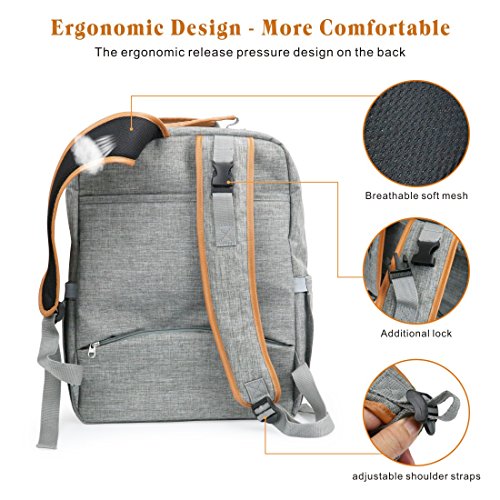 Idefair(TM) Nappy Changing Bag,Waterproof Baby Diaper Changing Bag with Stroller Straps,Travel baby Backpack include Extra Changing Mat For Mom Dad Travel Outside (Grey)