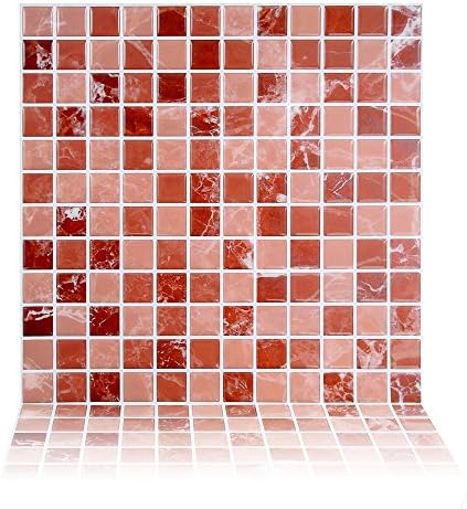 Fertel Peel and Stick Self-Adhesive Vinyl Wall Tiles, 10" X 10", Pack of 6