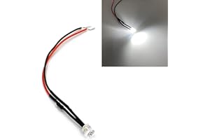 LIGHBIB 20 Piezas 5mm Precableado Plano Superior Gran Angular LED 3 V-220 V Ultra Brillante LED Diodos Emisores Bombilla Luces Blanco Azul Amarillo Verde Rojo,Blanco,3V