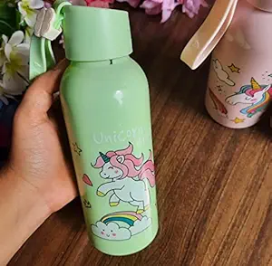 Le Delite Unicorn Water Bottle for Kids (Unicorn /Princess /Pig /Superhero Action Man ) /Gym Sipper/ Cute Super Hero Glass Thermos Cute Mini Sipper Flask/Boys Girls Kids Glass Tumbler (Cartoon)