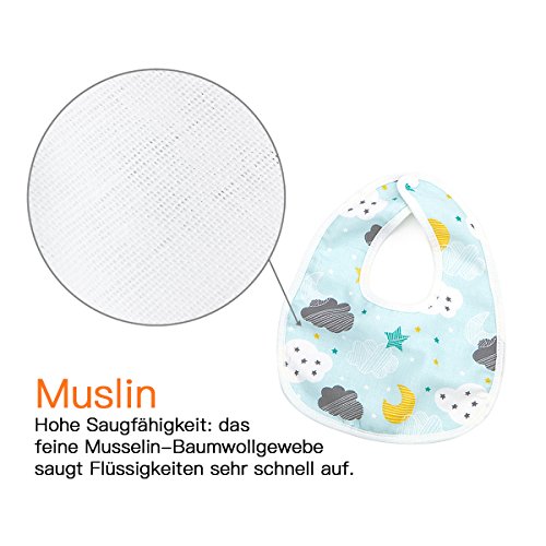 4er Baby Newborn Bib Mull-Lätzchen Muslin Bandana Dreieckstuch 100% Baumwolle Sabbern Spucken - 3
