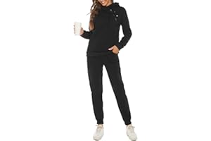 JENJON Femmes Survêtement Casual Sweatshirt à Capuche Pull avec Capuche Fermeture Éclair 2pcs + Pantalon Casual Automne Hiver Yoga Fitness Jogging Ensembles
