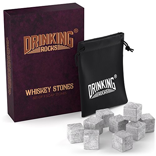 Whisky Steine - Kühlen Ihr Getränk Ohne Zu Verwässern - Wiederverwendbare Kühlsteine Aus Granit - Perfekt Für Alkoholische Getränke Und Jedes Andere Getränk - Premium Bar Zubehör - 8 Würfel In Holzbox