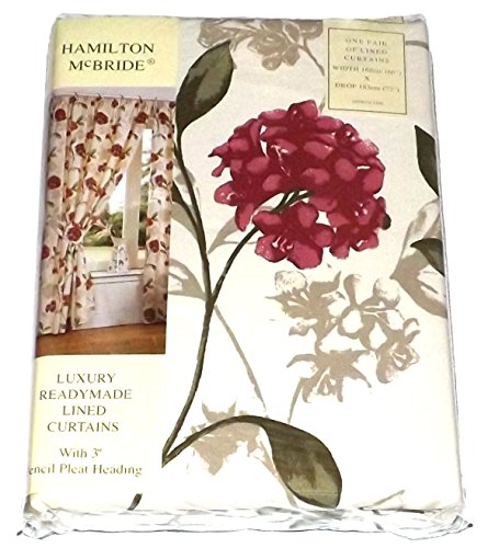 Hamilton McBride Bouquet Pink Fully Lined Readymade Curtain Pair 66x72in(167x182cm)