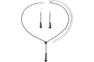 FARUODIS Crystal Wedding Necklace Earrings Sets Vintage Bridal Rhinestone Collar Necklace Chain Teardrop Tassels Jewelry Sets for Women