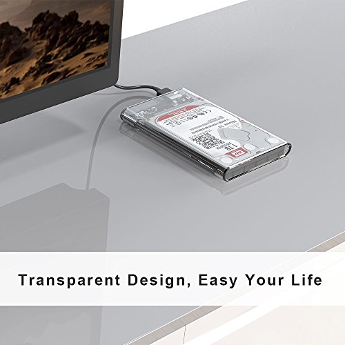 ELUTENG Festplattengehäuse 2.5 Zoll USB 3.0 Gehäuse Externes HDD Enclosure Transparent für 9.5mm / 7mm 2.5 SATA SSD und HDD Case USB3.0 zu SATA3.0 - 5